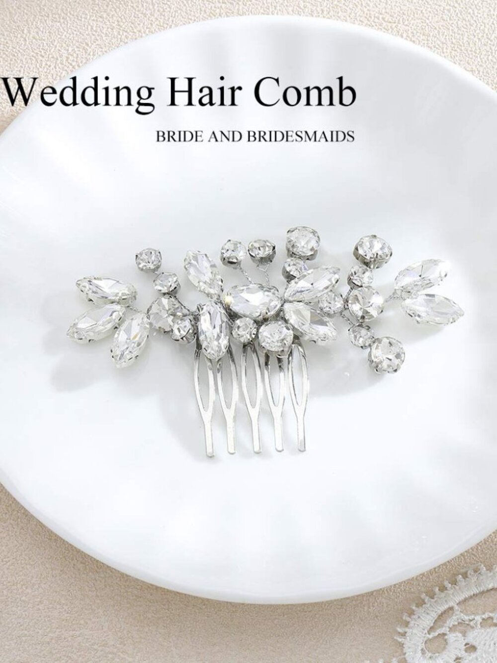 Bridal Hair Comb Wedding Hair Accessories Rhinestone Hair Clip - Picture 2 of 7